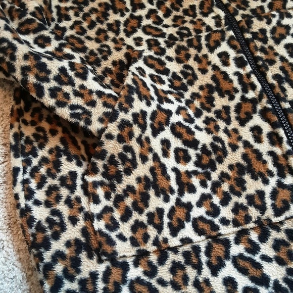 Leopard Print Full Zip Long Cozy Fleece Robe with Pockets Black Brown Tan Size S - Picture 13 of 14